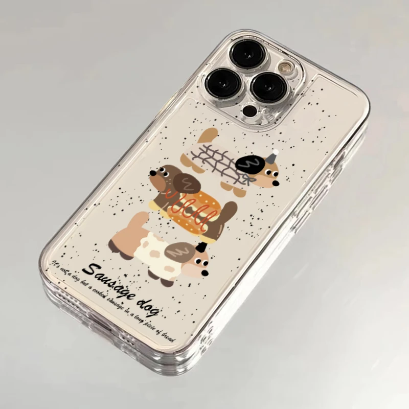 欧克里里汉堡三只腊肠狗太空壳适用苹果15手机壳华为vivo小米oppo
