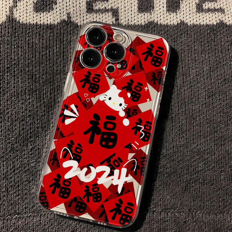 红福凯蒂猫适用苹果14/13手机壳iPhone15promax12软11防摔xs/xr