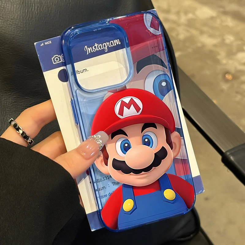 欧克里里ins红马里奥大孔透蓝苹果15/16适用iPhone14手机壳13/12/