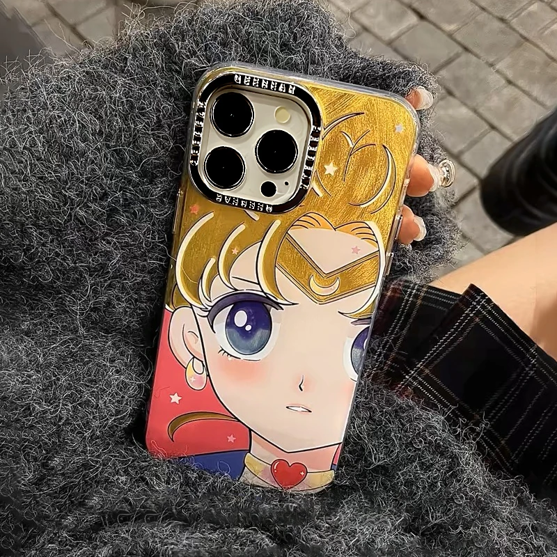 美少女战士金属羽纱适用苹果13手机壳iphone15/14promax卡通12/11