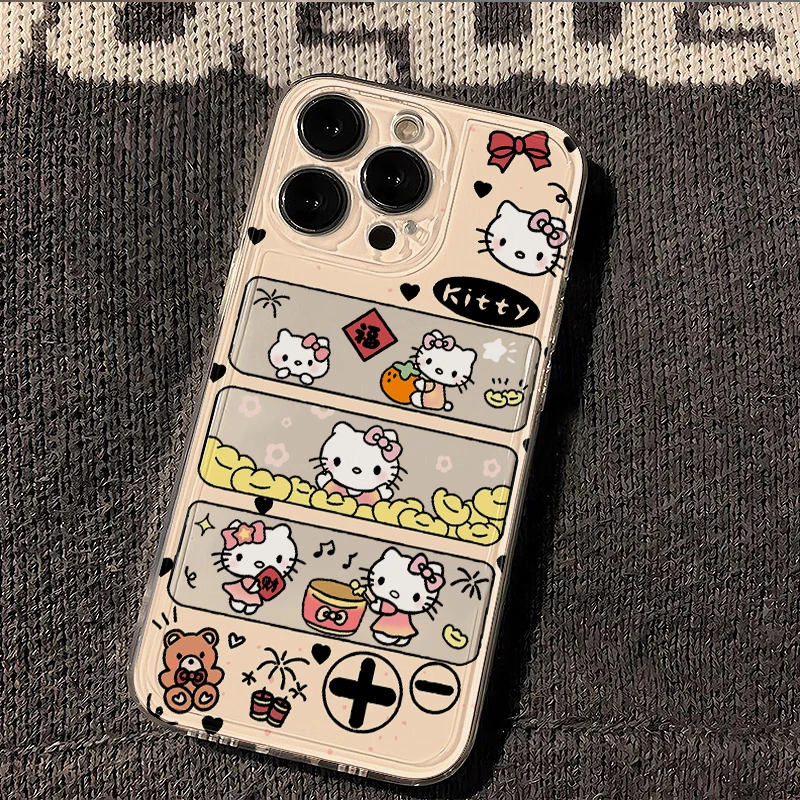 敲鼓凯蒂猫太空壳苹果14/13手机壳iPhone15promax12/11卡通xr/xs