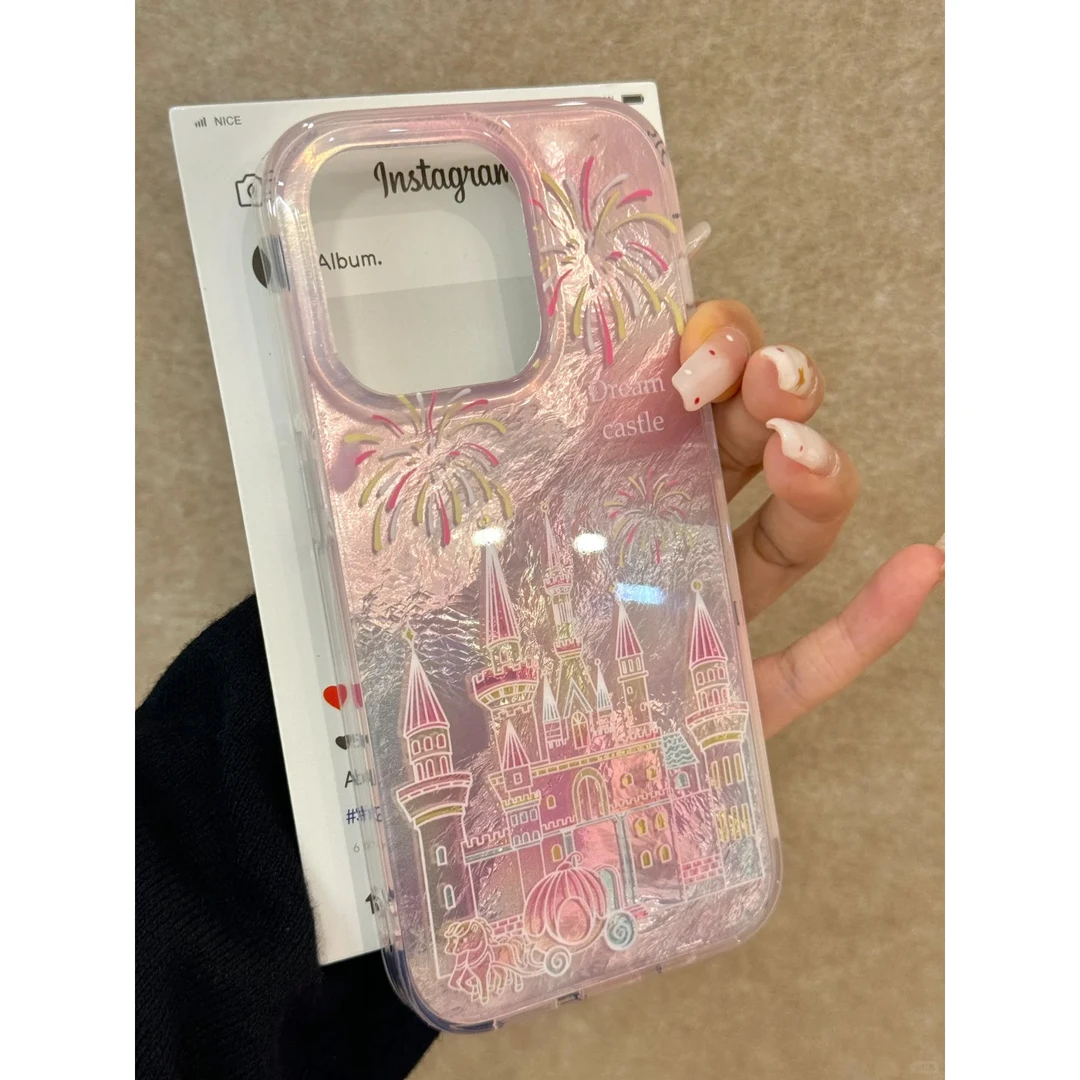 欧克里里梦幻烟花城堡适用苹果15/16漩涡手机壳华为vivo小米14opp