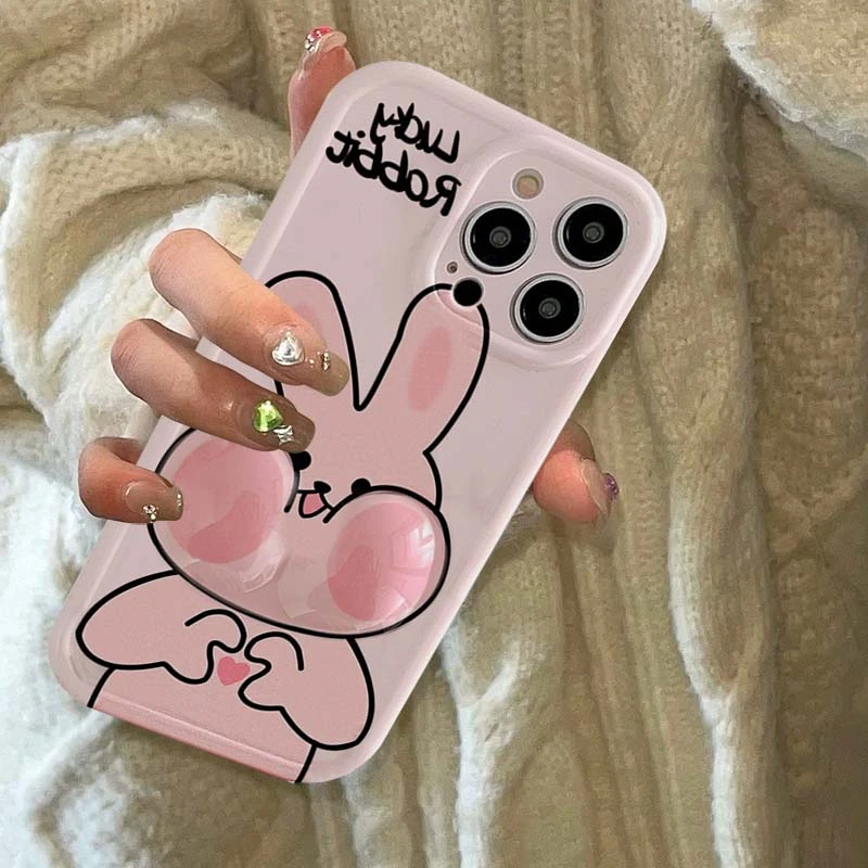 欧克里里捏捏可爱兔适用苹果14手机壳iphone11/13高级软12promax