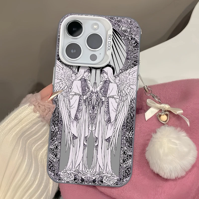 二次元天使适用iphone15/16/17卡通13/14手机壳vivo华为oppo小米