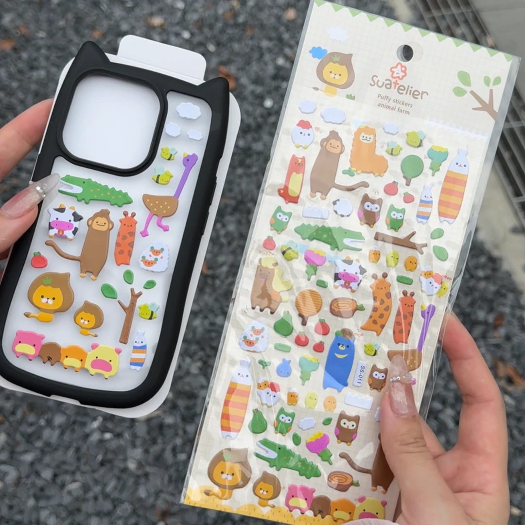 欧克里里DIY动物贴纸适用苹果15/13手机壳iPhone14promax卡通1211