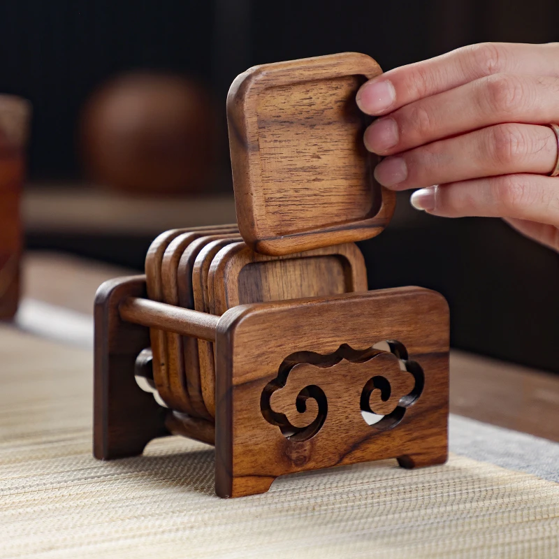 异丽实木茶垫杯垫茶杯垫茶道功夫茶杯托茶托创意茶具配件木质隔热