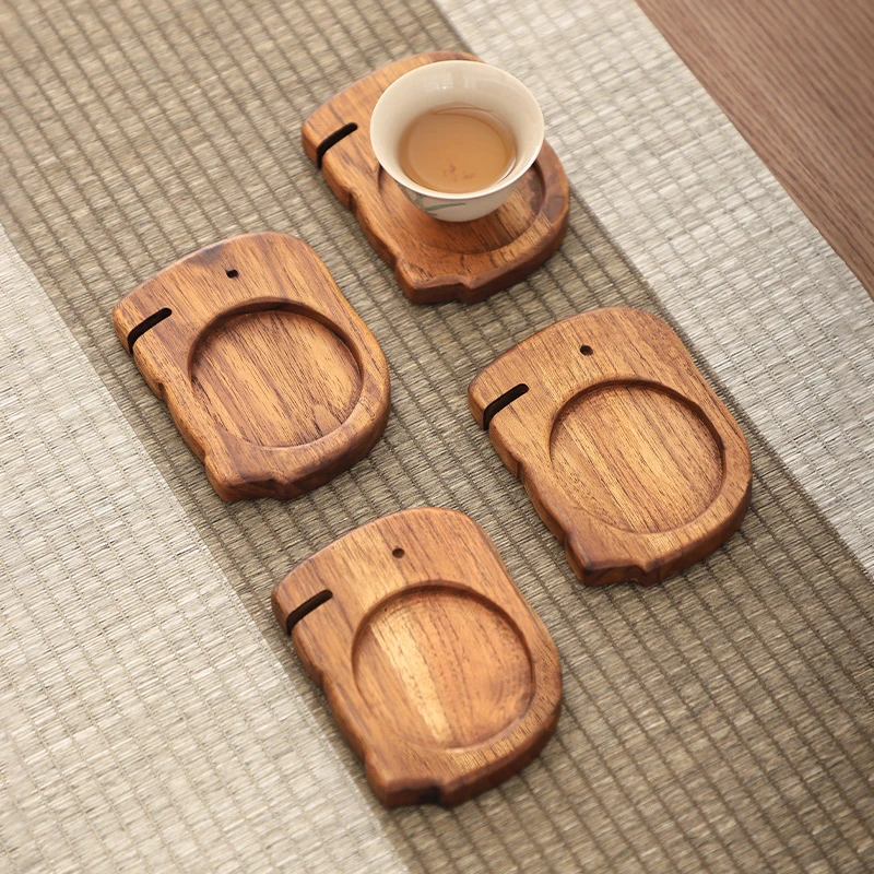 异丽实木杯垫茶道茶垫茶杯垫功夫茶具茶托木质隔热中式复古茶杯架