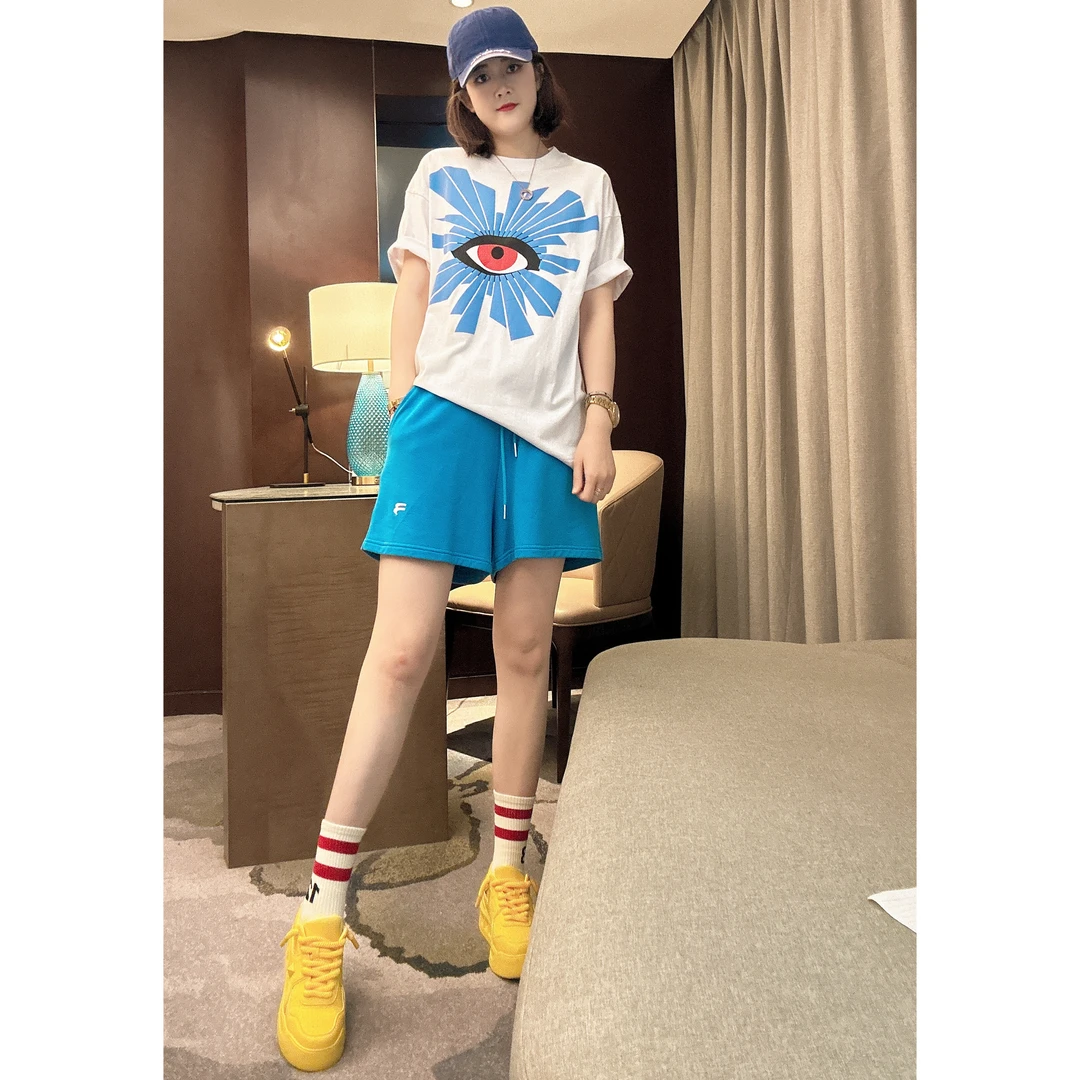 雪儿服饰「天使眼睛」大版宽松百搭短袖时尚印花圆领T恤