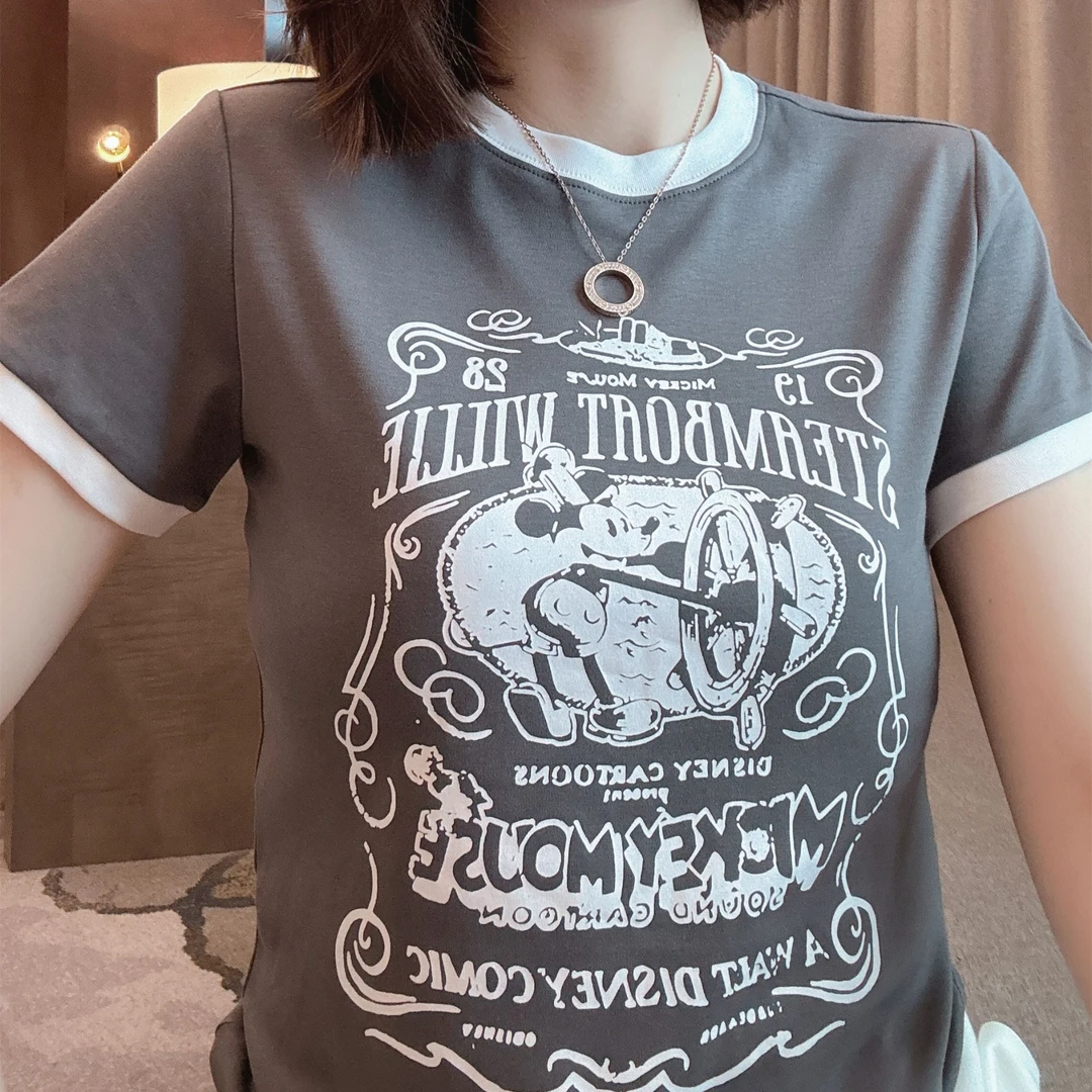 雪姐服饰「欢乐米奇」夏季新款卡通米奇印花圆领短袖休闲时尚T恤