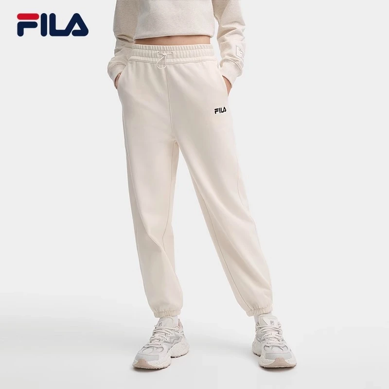 /斐乐针织长裤2024秋季款时尚宽松简约收口休闲裤 F11W439610