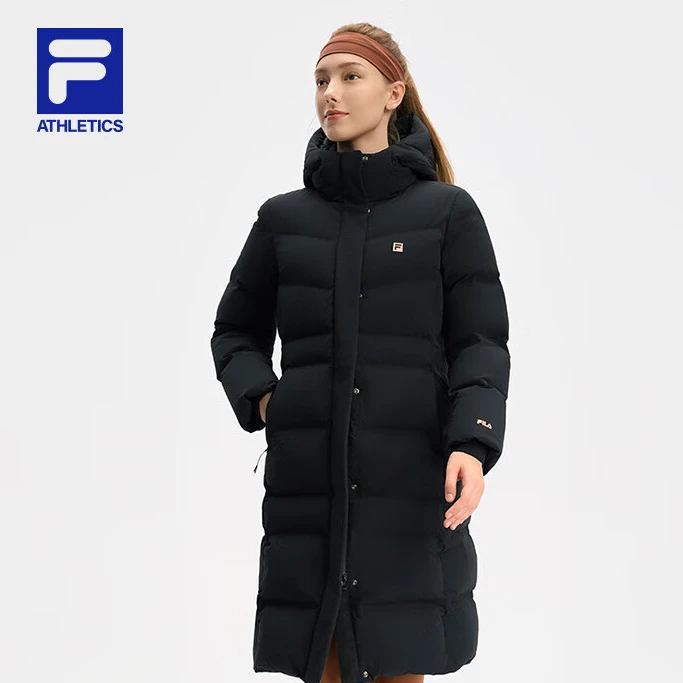 斐乐女士长款羽绒服2024冬新款健身运动宽松连帽外套A11W441907F