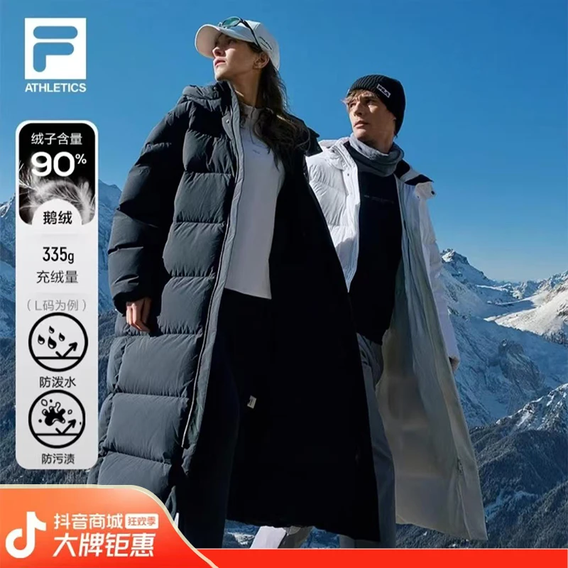 斐乐官方情侣长款鹅绒服2024冬季新款健身运动衣外套-A51M441901F