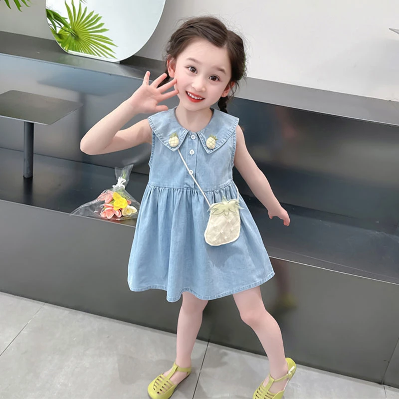 女童夏季薄款牛仔连衣裙2024新款女宝宝韩版小童夏装小女孩牛仔裙