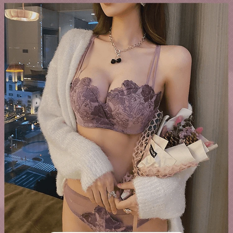 【爆款】内衣女蕾丝花边小胸聚拢美背少女bra显大收副乳防下垂文胸