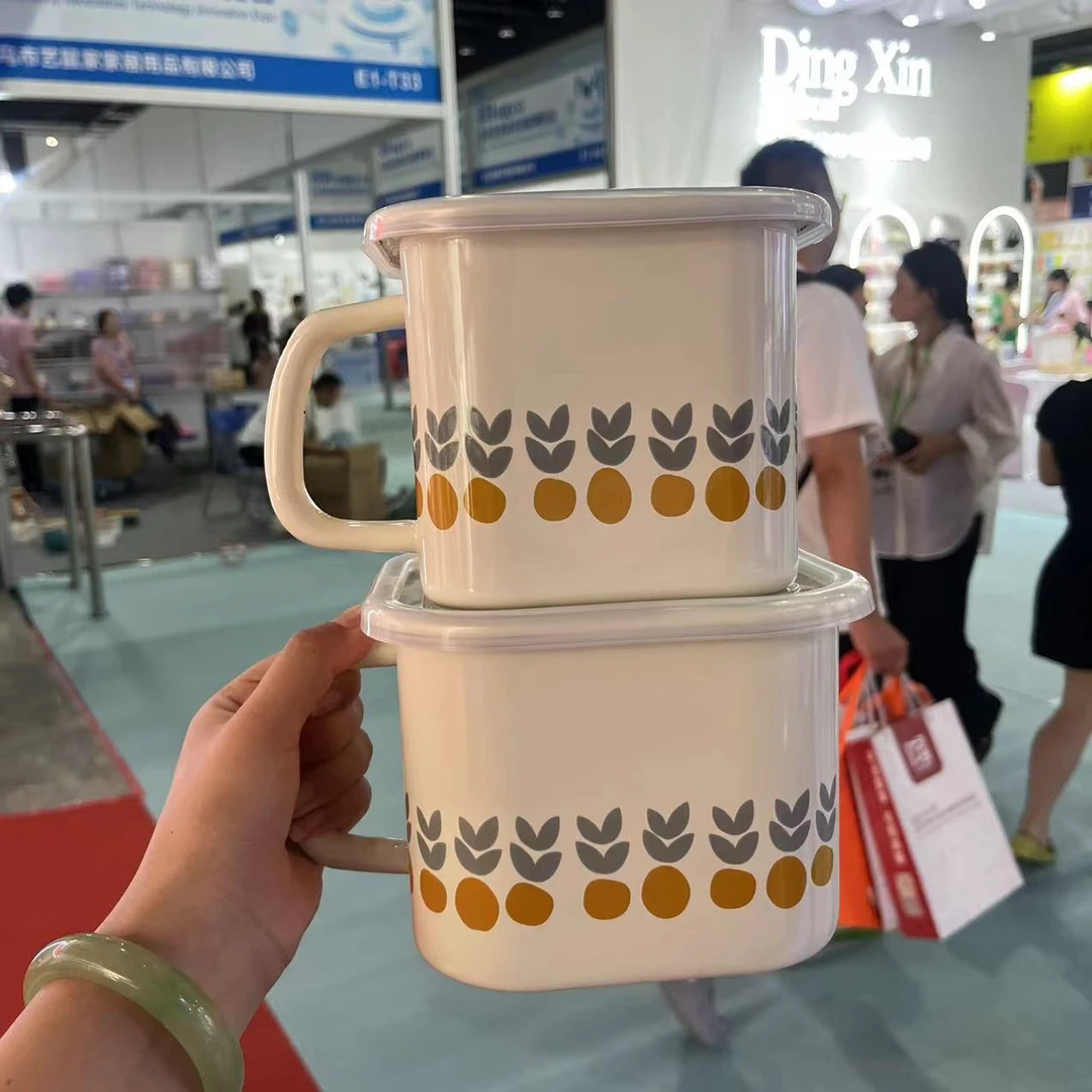 【55特别福利】颜值超高的  14CM+15.5CM橘子花方杯保鲜杯猪油杯