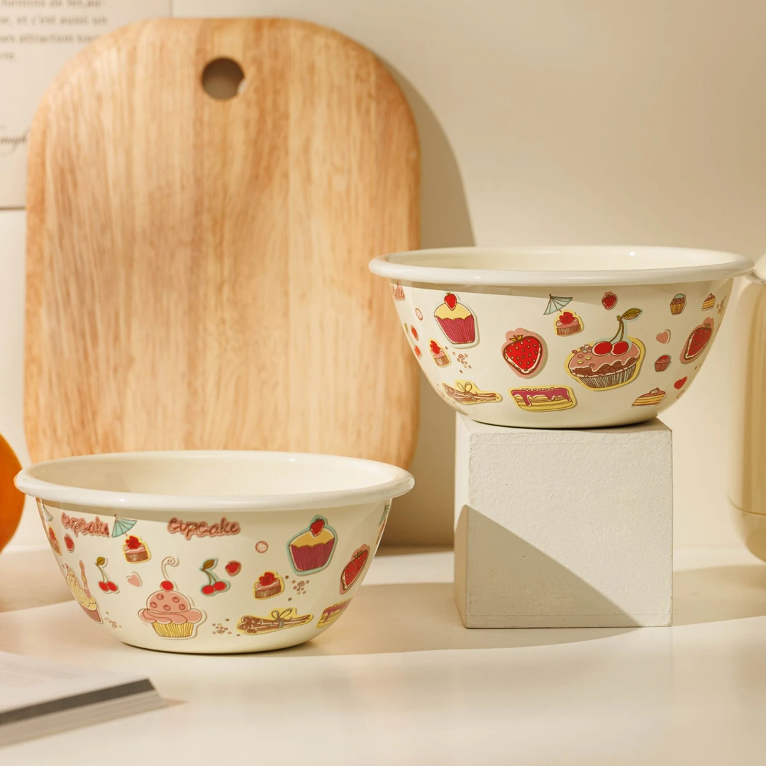 【拍一发二】 轻奢 16厘米 甜品蛋糕花 沙拉碗 儿童碗带盖