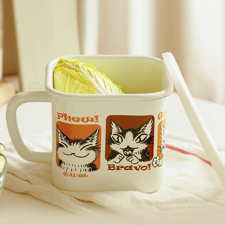 搪瓷奇异猫系列 加厚款方杯