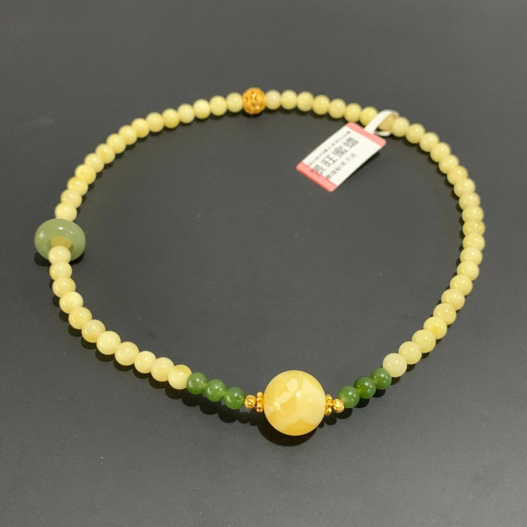 【景旺】5mm+双圈diy14mm+单珠蜜蜡掐丝转运珠