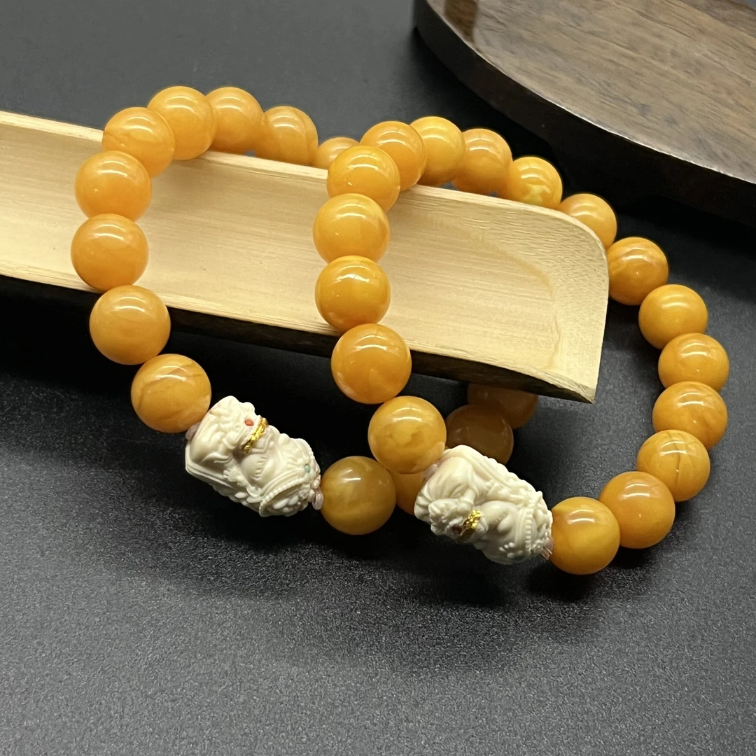 【景旺】【丽丽-金屋藏娇】10mm猛犸扎基老蜡手串@多样性只发其中一件