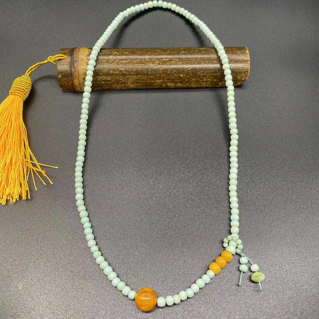 【景旺】【翠韵柔】4mm+老蜡绿松跑环三圈手链