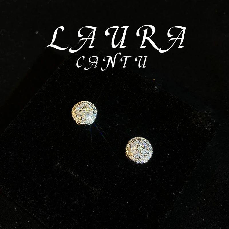 铜合金耳饰 轻奢圆形白色欧美百搭璀璨耳饰-Q002