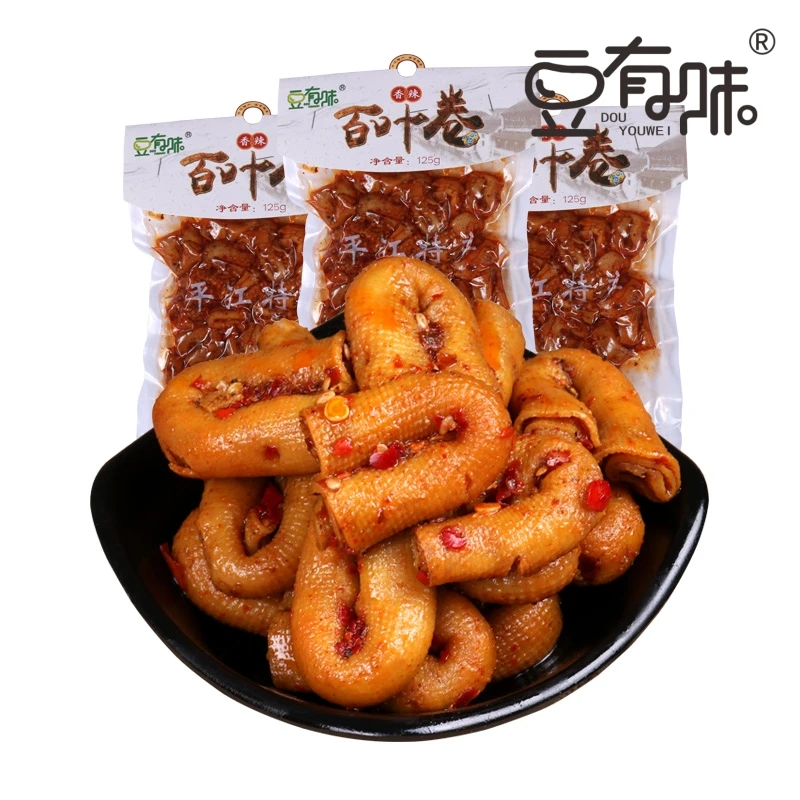 豆有味125g香辣百叶卷湖南豆干酱香卤味豆皮麻辣辣条零食小吃