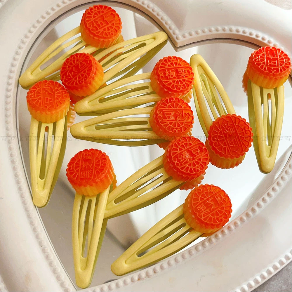 中秋节月饼发夹奶油BB夹女孩刘海侧边夹食物碎发夹学生刘海小夹子