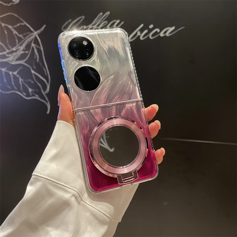 适用华为P50pocket手机壳p50pocket羽纱创意图案保护壳pockets流