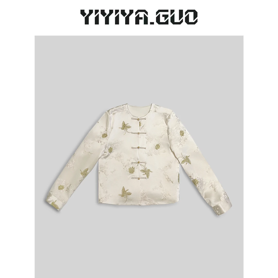 yiyiya.Guo艺艺吖/【金黛】金线蝴蝶中扣上衣2024265