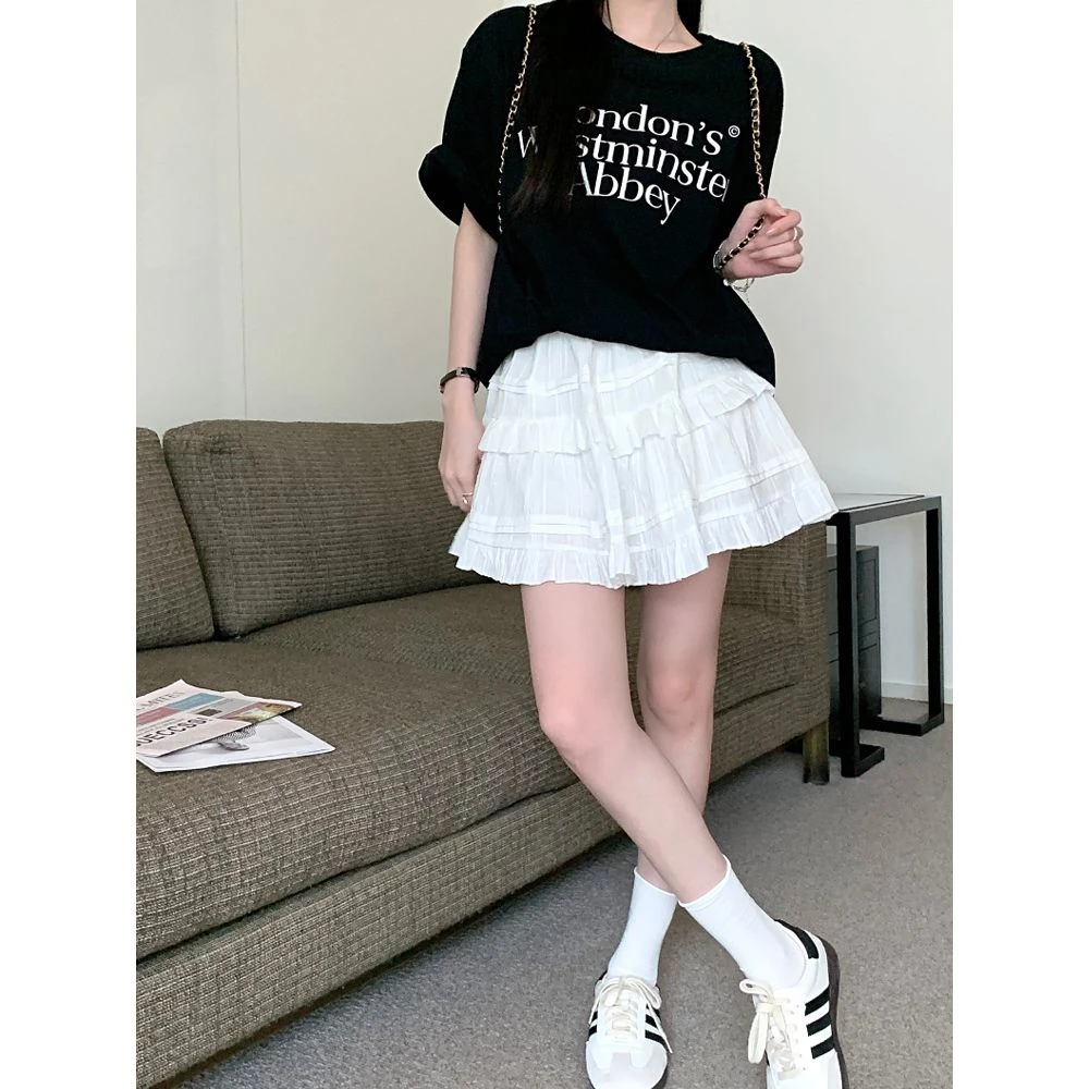 芭蕾风白色蓬蓬裙半身裙女装春季短裙甜美裙子A字蛋糕裙