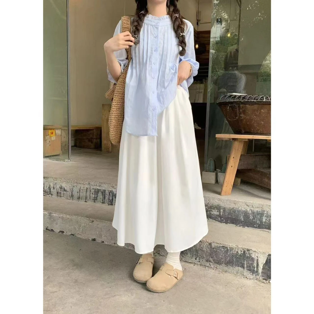 新款半身裙女2025春季裙子长款A字蛋糕裙百搭时尚白色法式长裙