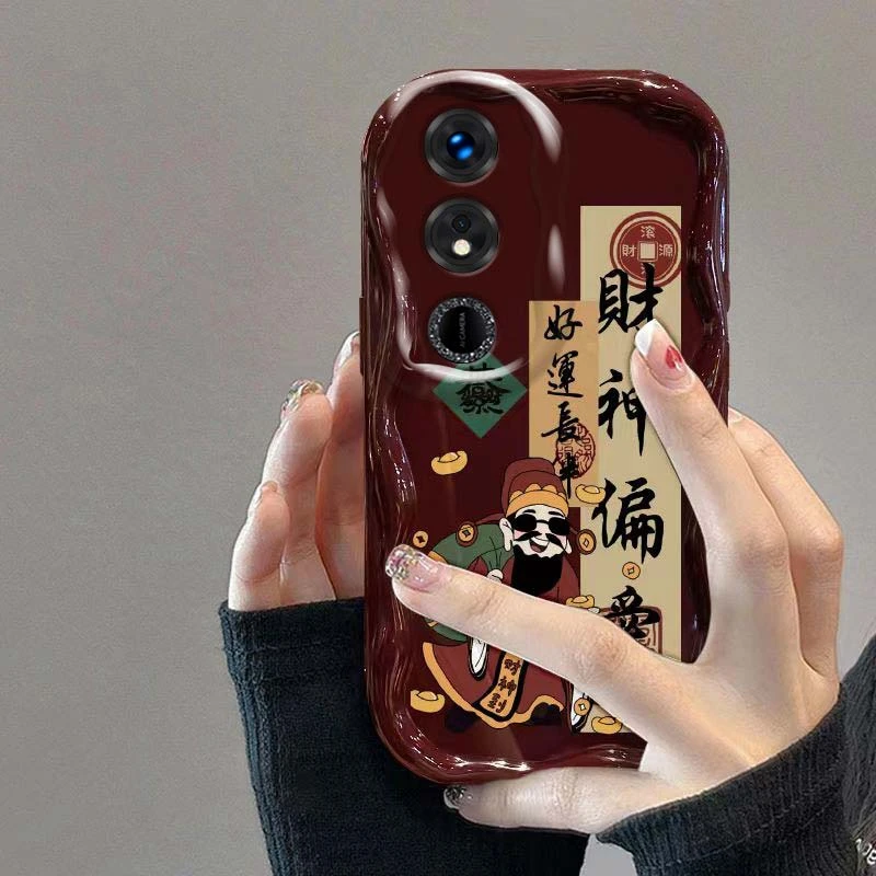 财神偏爱字符荣耀畅玩40手机壳荣耀畅玩40PLUS奶油纹全包硅胶潮