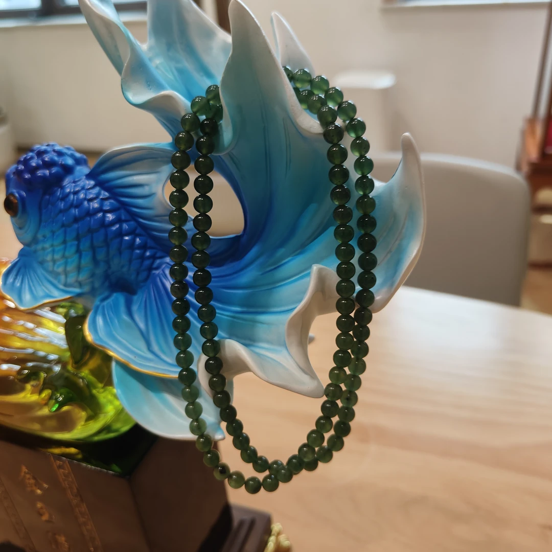 非金属布艺手链 【泰山娟姐自营】泰山墨绿108手串    0.6尺寸