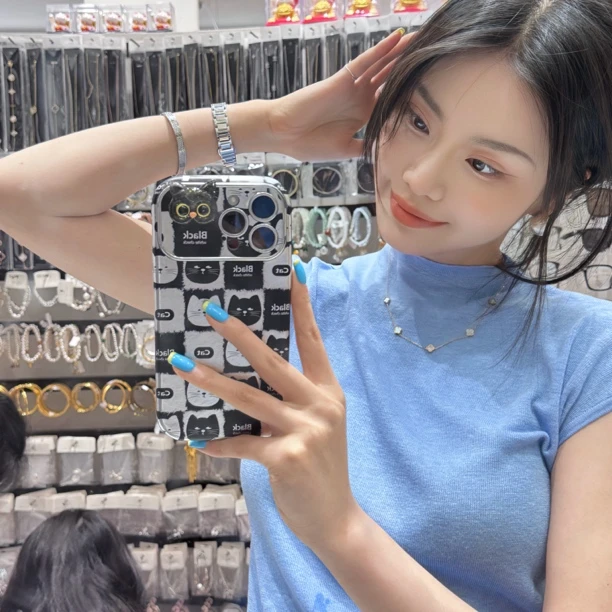 钛钢项链  洗澡不用取！18K电镀保色双面可戴极光粉四叶草项链手链