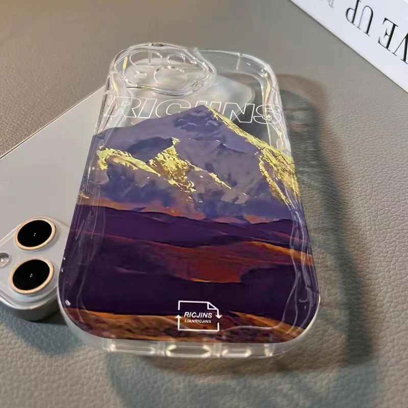 风景苹果13手机壳创意iPhone14Pro软12防摔11全包式彩绘软壳全包x