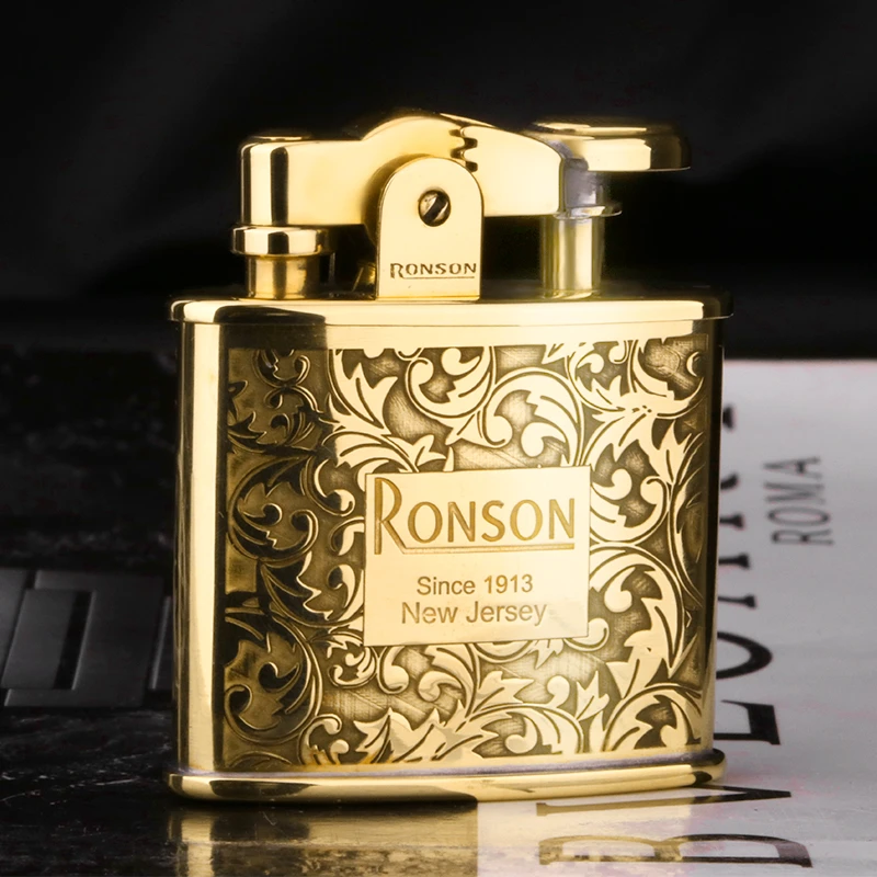 RONSON朗森打火机黄铜老式复古唐草雕花限量版定制情人节