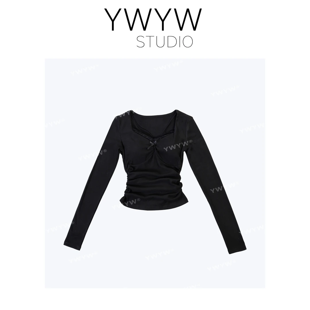 【YWYW25S/S】纯欲蕾丝花边吊带亲肤绒胸垫一体内搭体恤3532