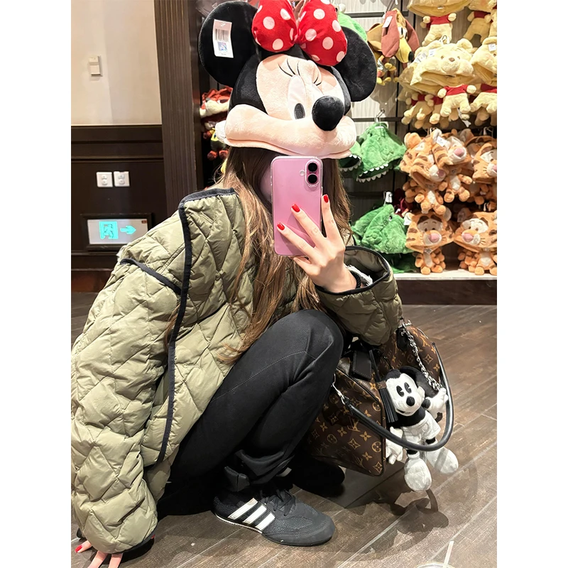 tingtings【冬季安全感】高级包边翻领菱格90白鸭绒羽绒服外套女