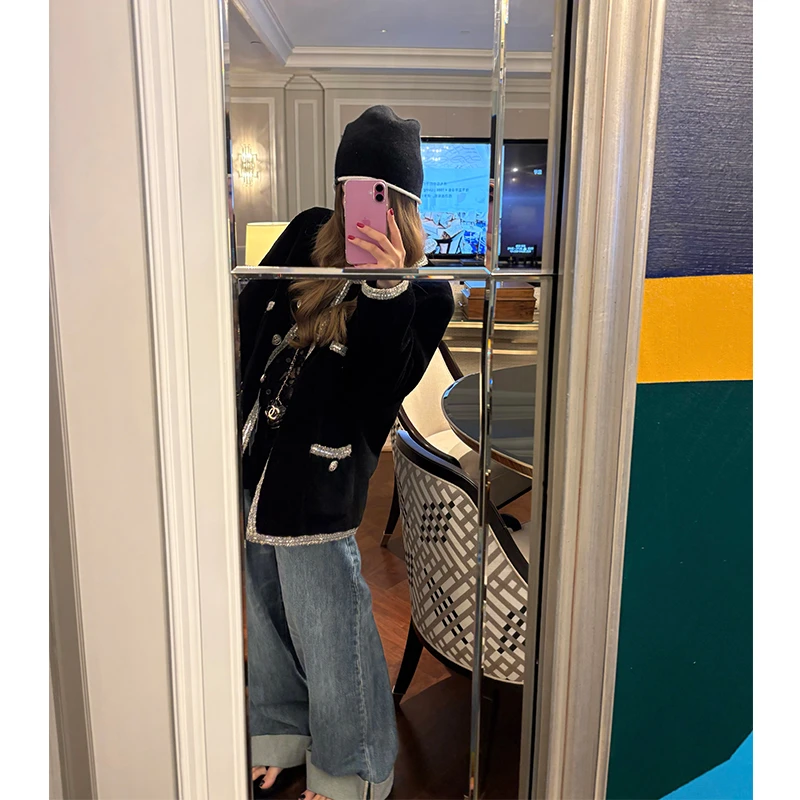 tingtings【梨形福音】复古水洗牛仔阔腿裤女秋冬拖地长裤