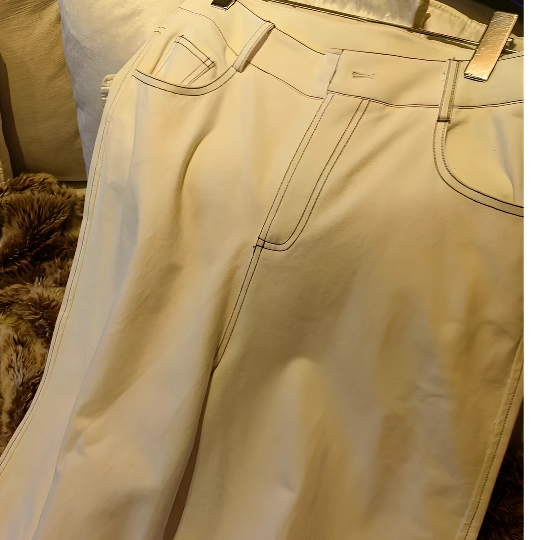 TTS【极简穿法】白色长款牛裤