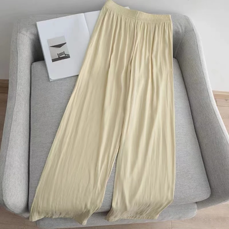 2496薄款冰丝轻氧直筒茶杯凉凉休闲阔腿裤不带口袋宽松