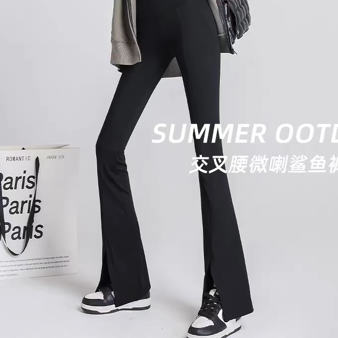 012开叉喇叭芭比裤人鱼气质显瘦显高腰口喇叭裤