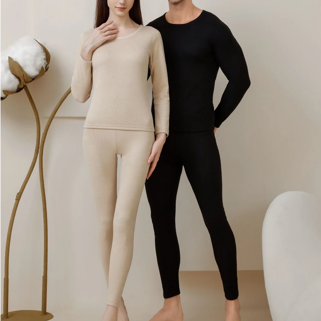 J1720 保暖秋冬男女款磨毛恒温圆领内穿保暖套装
