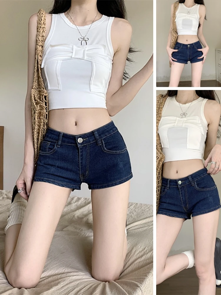 美式辣妹低腰深蓝色牛仔超短裤女夏季2025新款爆款性感包臀热裤子