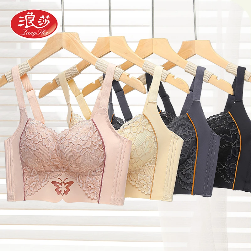 R浪莎【心动季】蕾丝透气刺绣养护薄杯文胸收副乳小胸聚拢内衣899