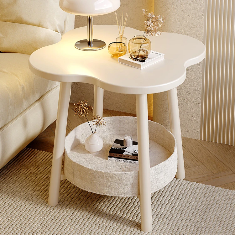 奶油风小茶几现代简约客厅沙发边几小型创意床头移动置物架小桌子