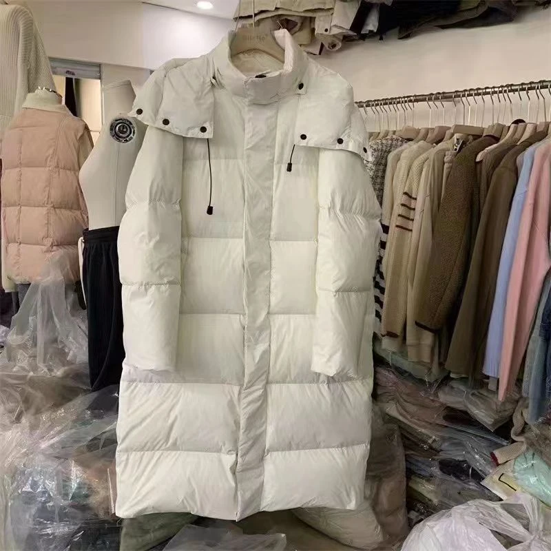 2023冬韩国东大门长款羽绒羽绒服女加厚连帽面包服宽松过膝