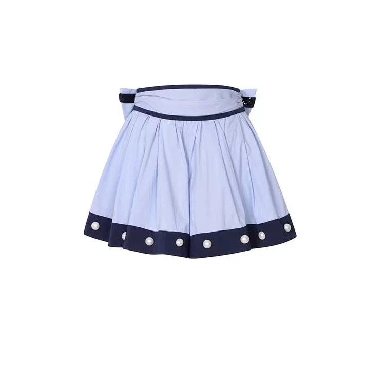 拉飞姆2024春 蝴蝶结装饰大A摆撞色裙裤LF24C51SP055