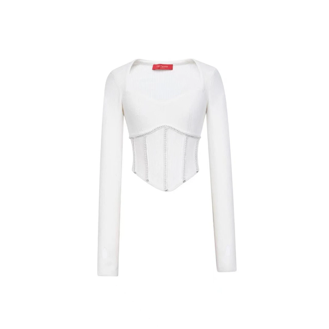 拉飞姆2023秋 性感辣妹百搭针织打底上衣LF23Q41ZB01W258