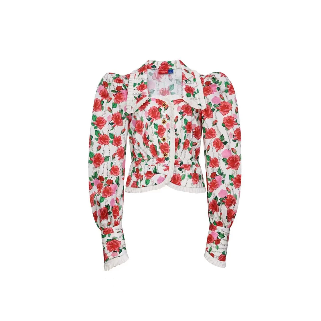 拉飞姆2023冬 港风印花上衣LF23D51SB055